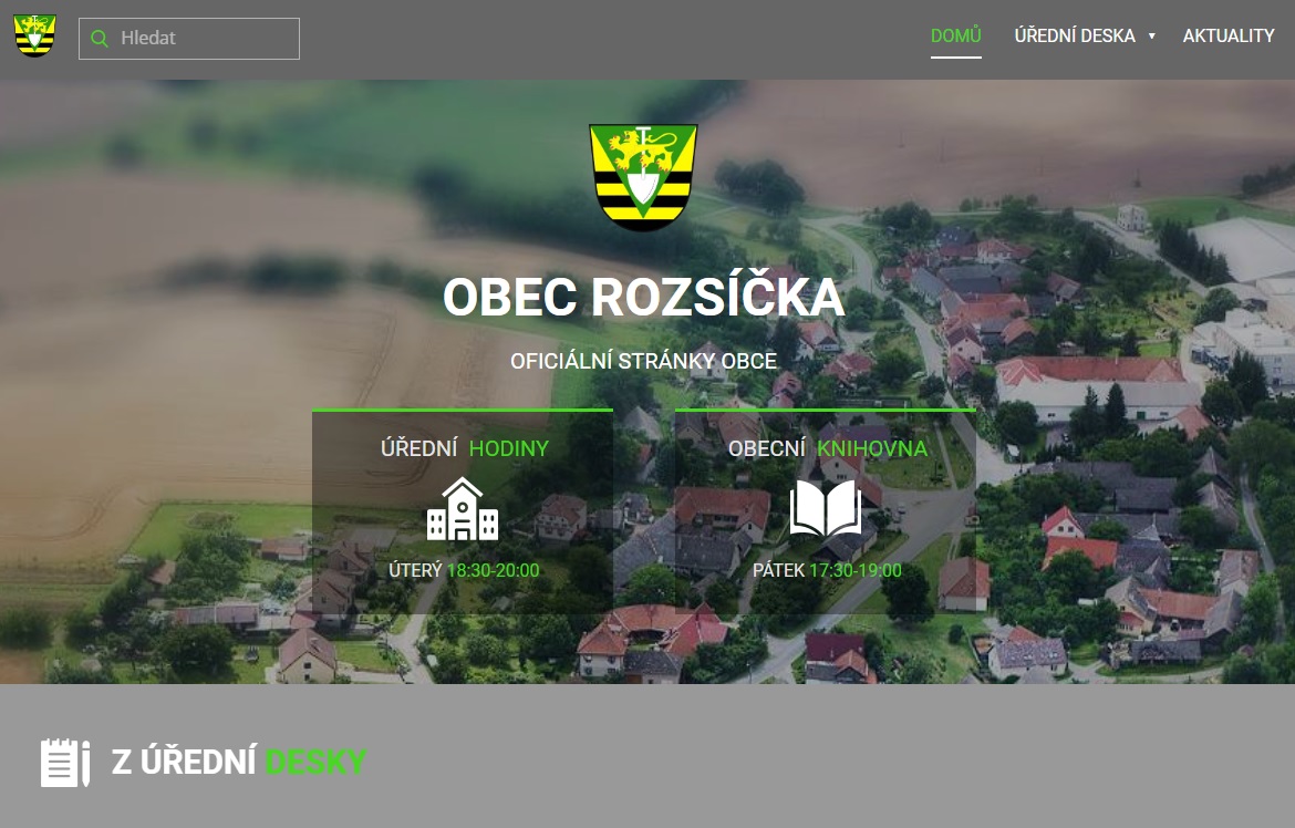 Reference zpracované webové stránky pro obec Rozsíčka.